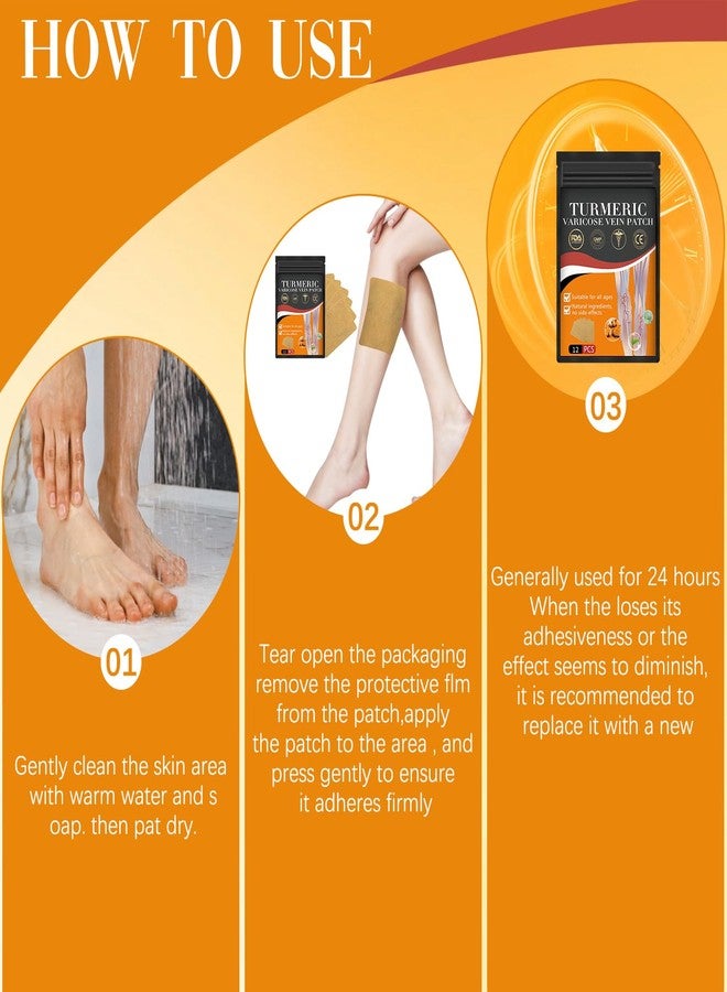 Wanban 48 PCS Turmeric Varicose Vein Patch Natural Relief Treatment for Legs, Spider Varicose Vein Patch - Image 2